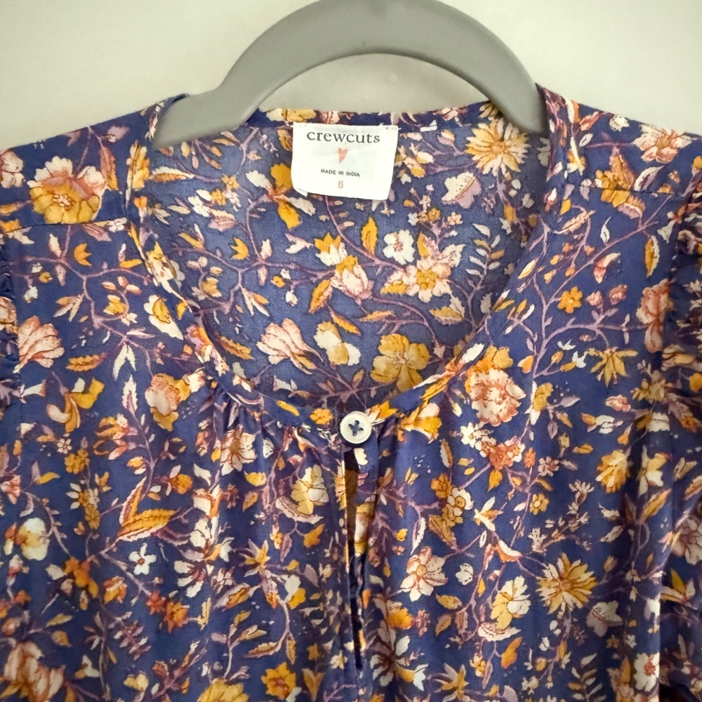 J. Crew Crewcuts Indian Block Print Floral Dress Girl's Size 6 - Picture 2 of 5